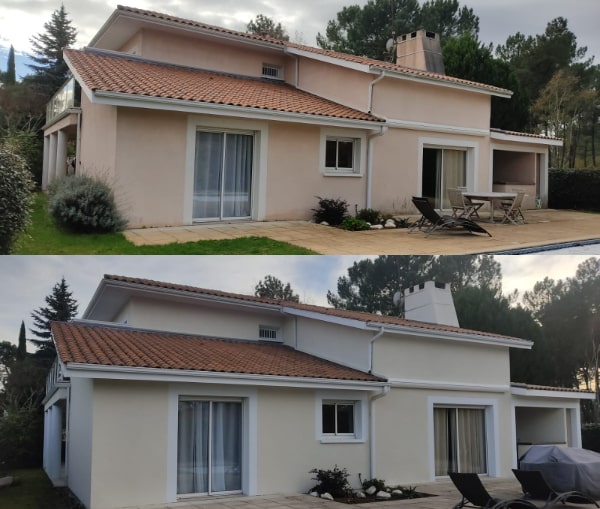 Comparaison avant et après une remise en état de façade.